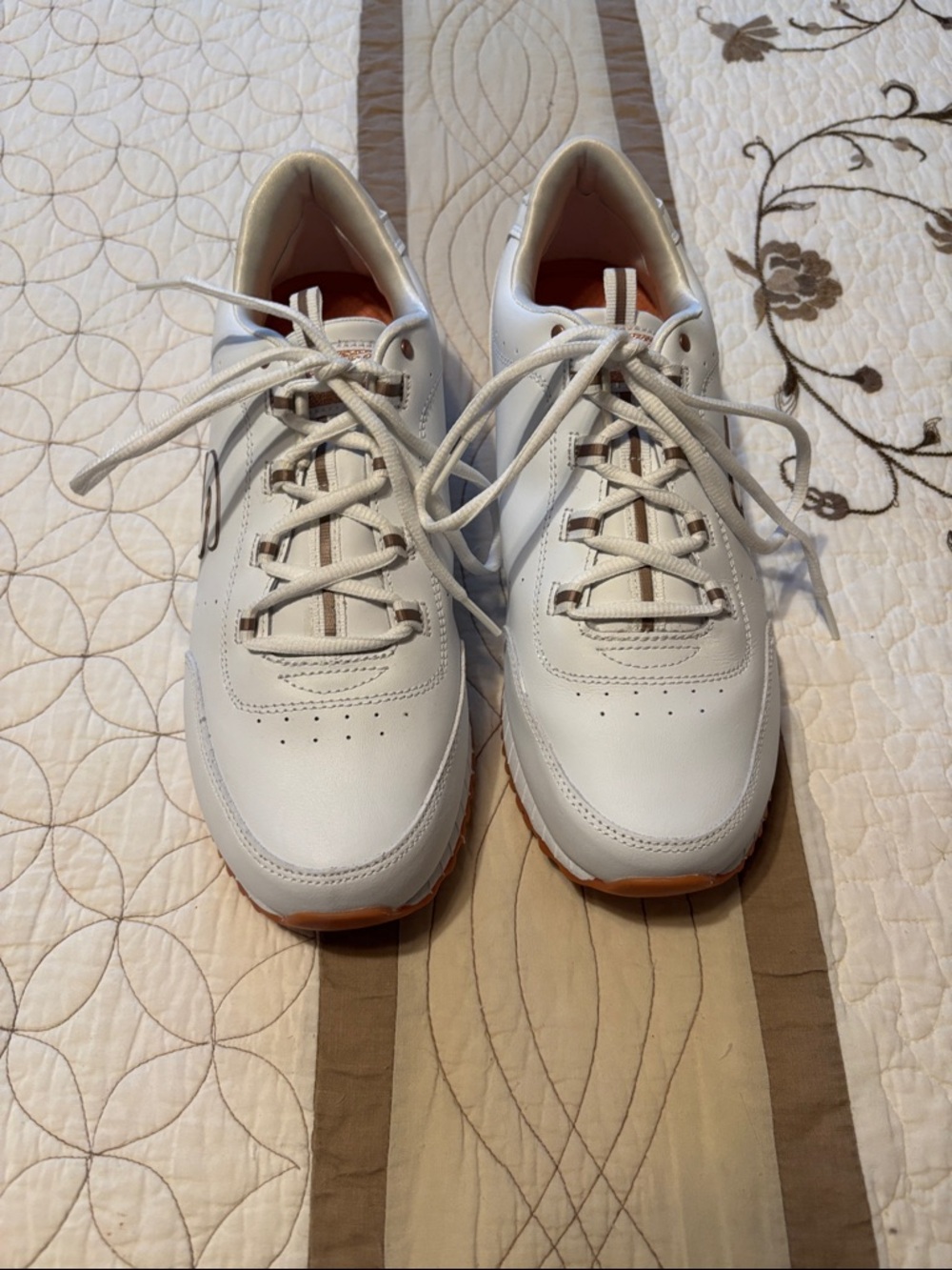 Skechers White Leather Sneakers with Gum Outsole